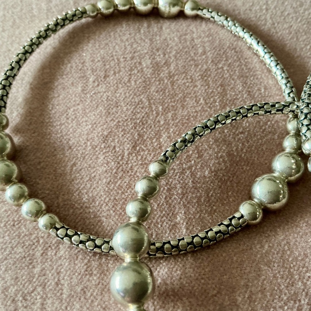 Michael Dawkins Set of 3 Ball Silver Bangles - Picture 7 of 7
